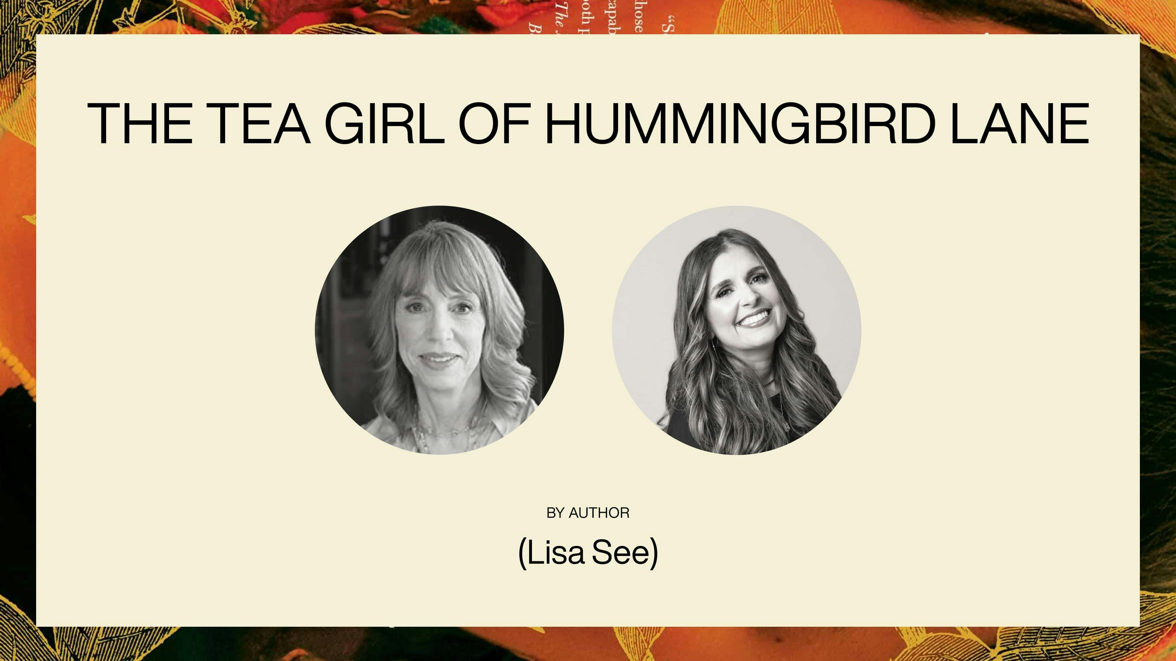 Holly and Lisa See on a bookclub banner
